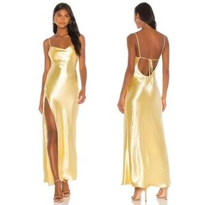 Resa River slip dress in butter yellow (NWT)
